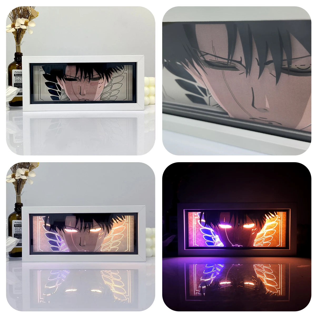 Anime Paper Carving Box Light Remote Control Model Multiple Colors Gamer Bedroom Decoration Party Present